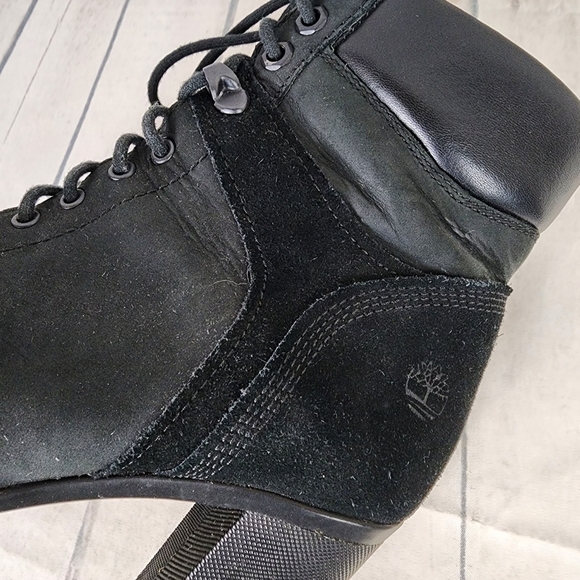 Timberland Camdale Field  Black Suede Leather High Heel Lace Up Ankle Boot 6.5 - Picture 14 of 16